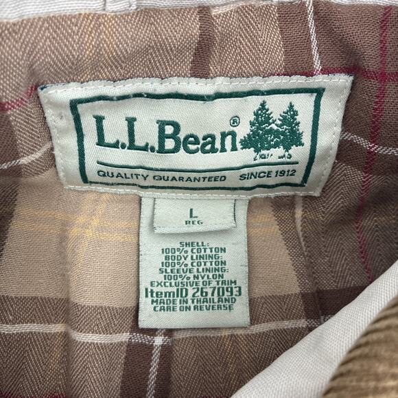 LL Bean Adirondack Barn Chore Coat Women Large Beige Flannel Lined Corduroy - Picture 3 of 14